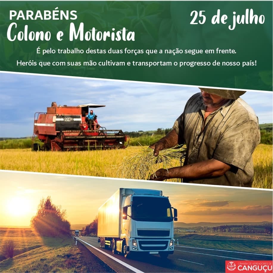 Parabéns colono e motorista  - Câmara de vereadores de Canguçu