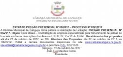 EXTRATO PREGÃO PRESENCIAL Nº 08/2017 – PROCESSO Nº 032/2017 - Câmara de vereadores de Canguçu