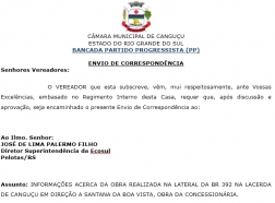 Vereador pede informações para ECOSUL - Câmara de Vereadores de Canguçu