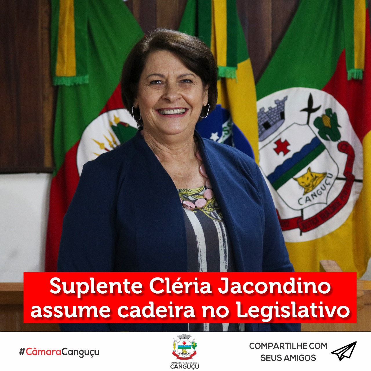 Suplente Cléria Jacondino assume cadeira no Legislativo - Câmara de vereadores de Canguçu