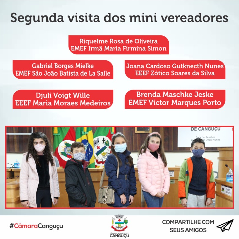 Segunda visita dos mini vereadores - Câmara de vereadores de Canguçu