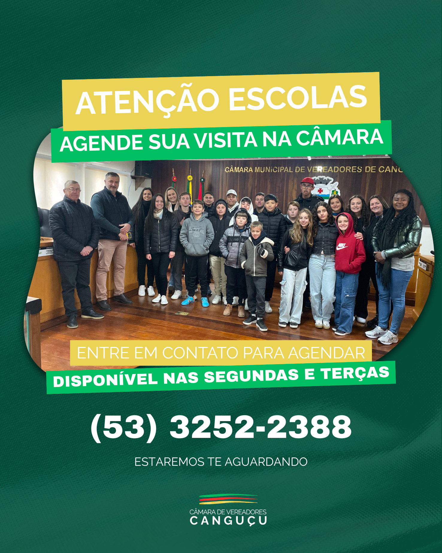 Câmara Municipal abre agendamento para visitas escolares - Câmara de Vereadores de Canguçu