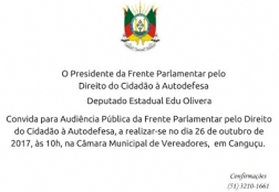 Frente Parlamentar do Direito À Autodefesa participará de audiência em Canguçu - Câmara de vereadores de Canguçu