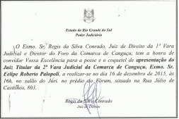 PRESIDENTE RECEBE CONVITE PARA POSSE DO NOVO JUIZ DE NOSSA COMARCA - Câmara de Vereadores de Canguçu